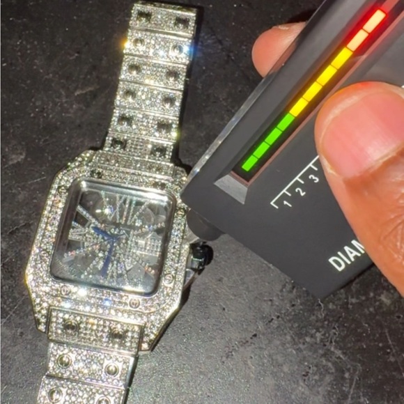 Silver Diamond-Encrusted Watch